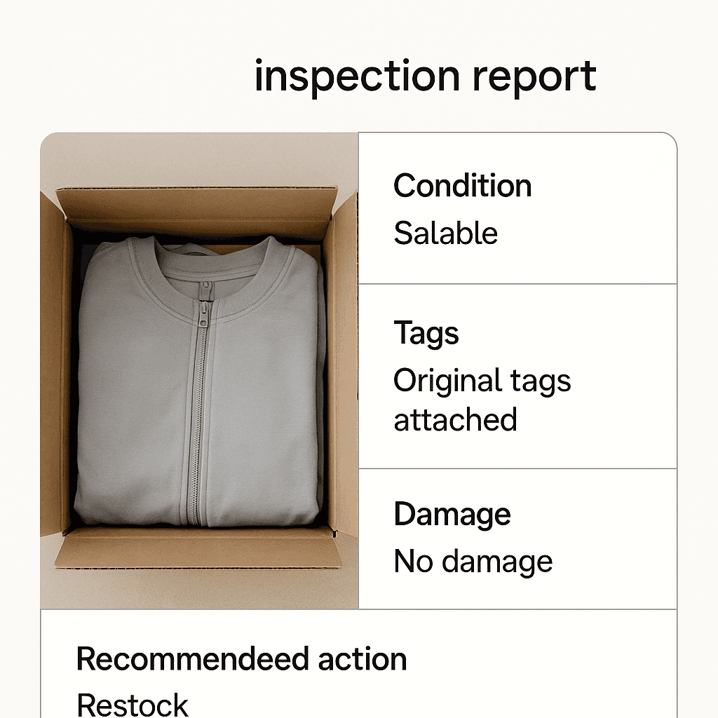 Sample inspection report with photo documentation